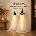 Two light-up ghosts. AA battery powered, no wall outlet needed.